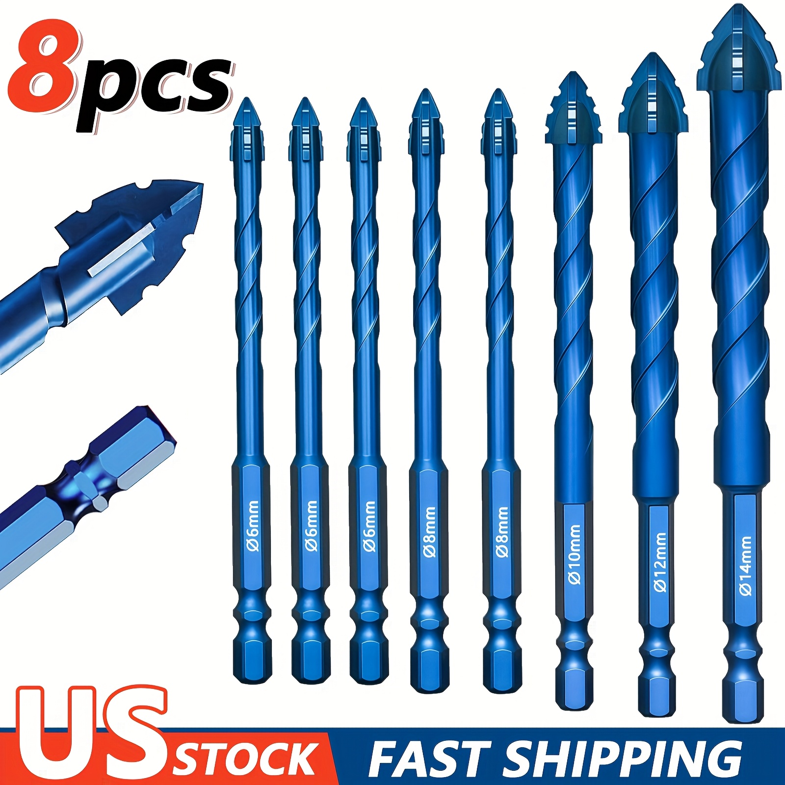 KPX eight-piece blue multi-material drill bit set