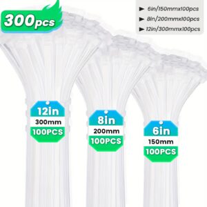 Cable Tie Assortment, 6, 8 and 12 Inch, 300 Pieces