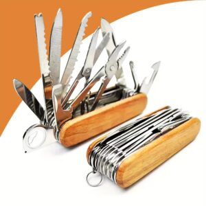 Folding Multi-Tool, Wood-Finish Handle