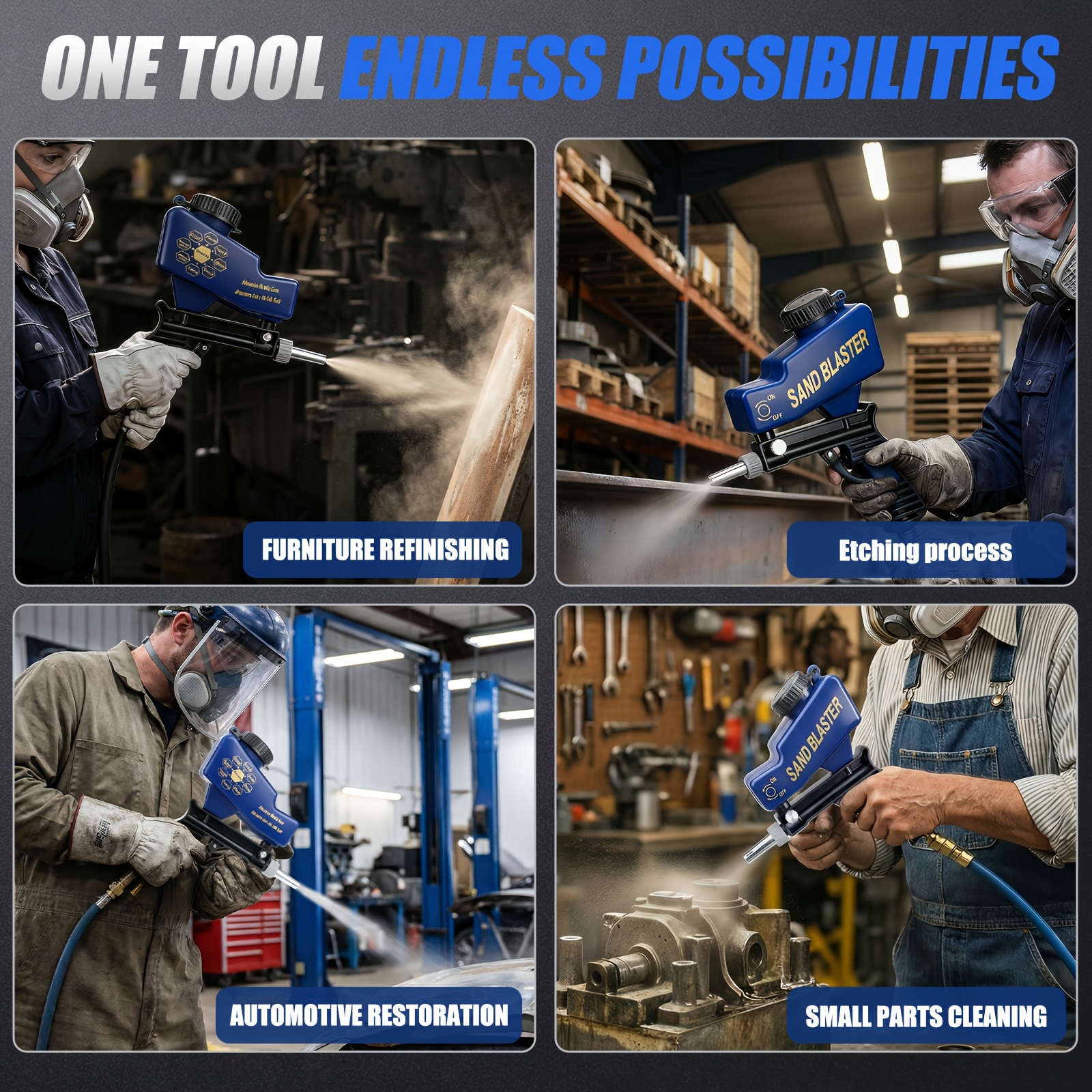 KPX handheld sandblaster wide application overview