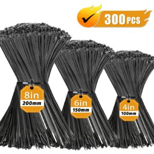 Cable Tie Assortment, 4, 6 and 8 Inch, 300 Pieces