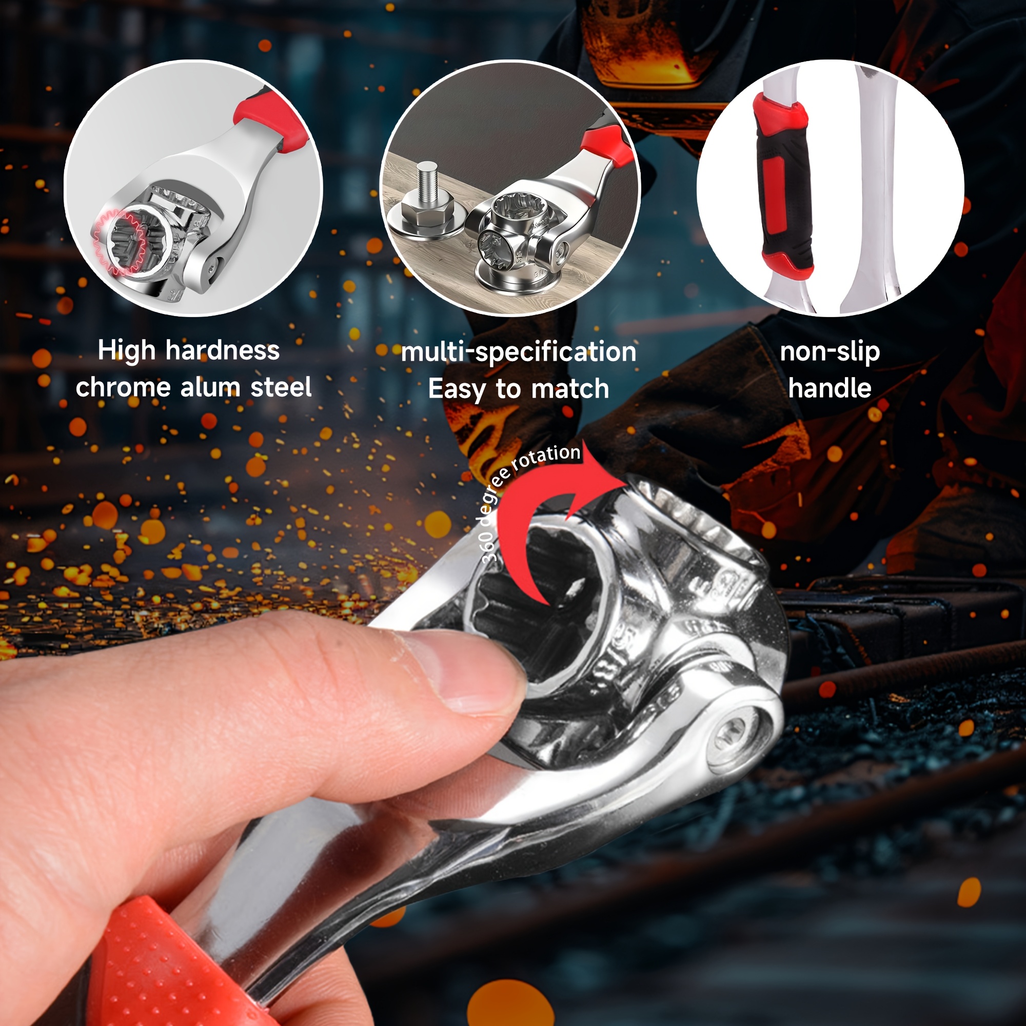 KPX universal socket wrench head and handle details