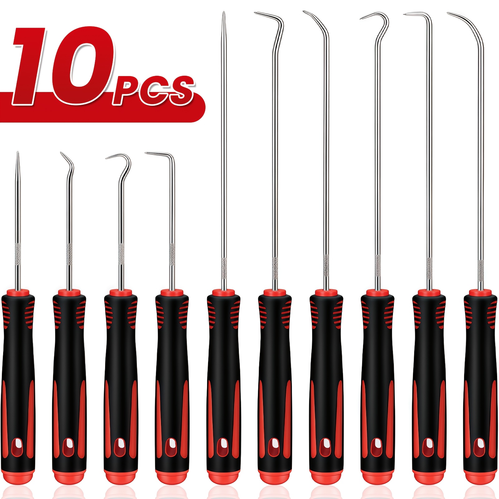 Red 10-piece KPX pick and hook tool set