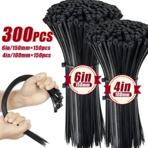 Black Cable Tie Assortment, 300 Pieces
