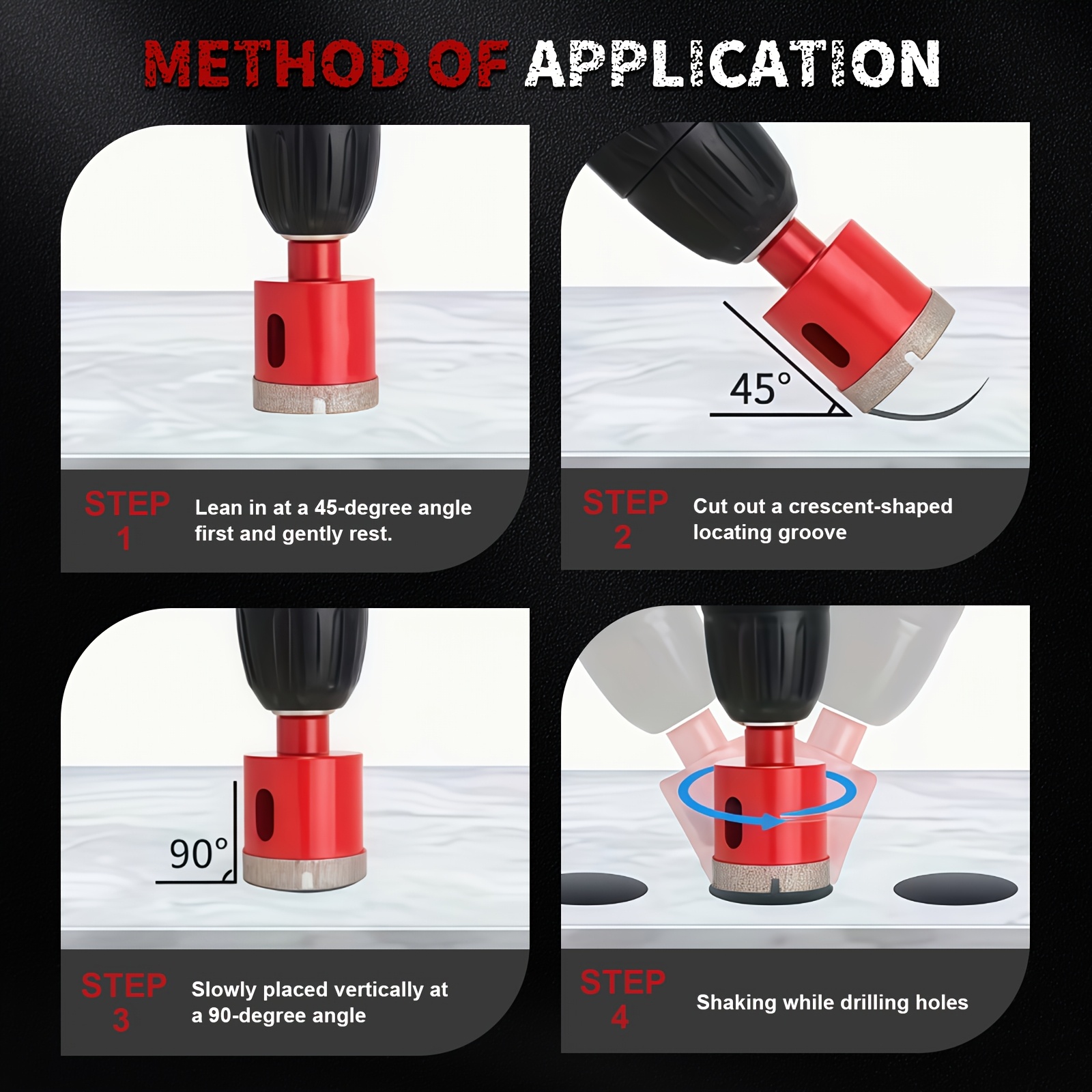 KPX diamond hole saw drilling steps