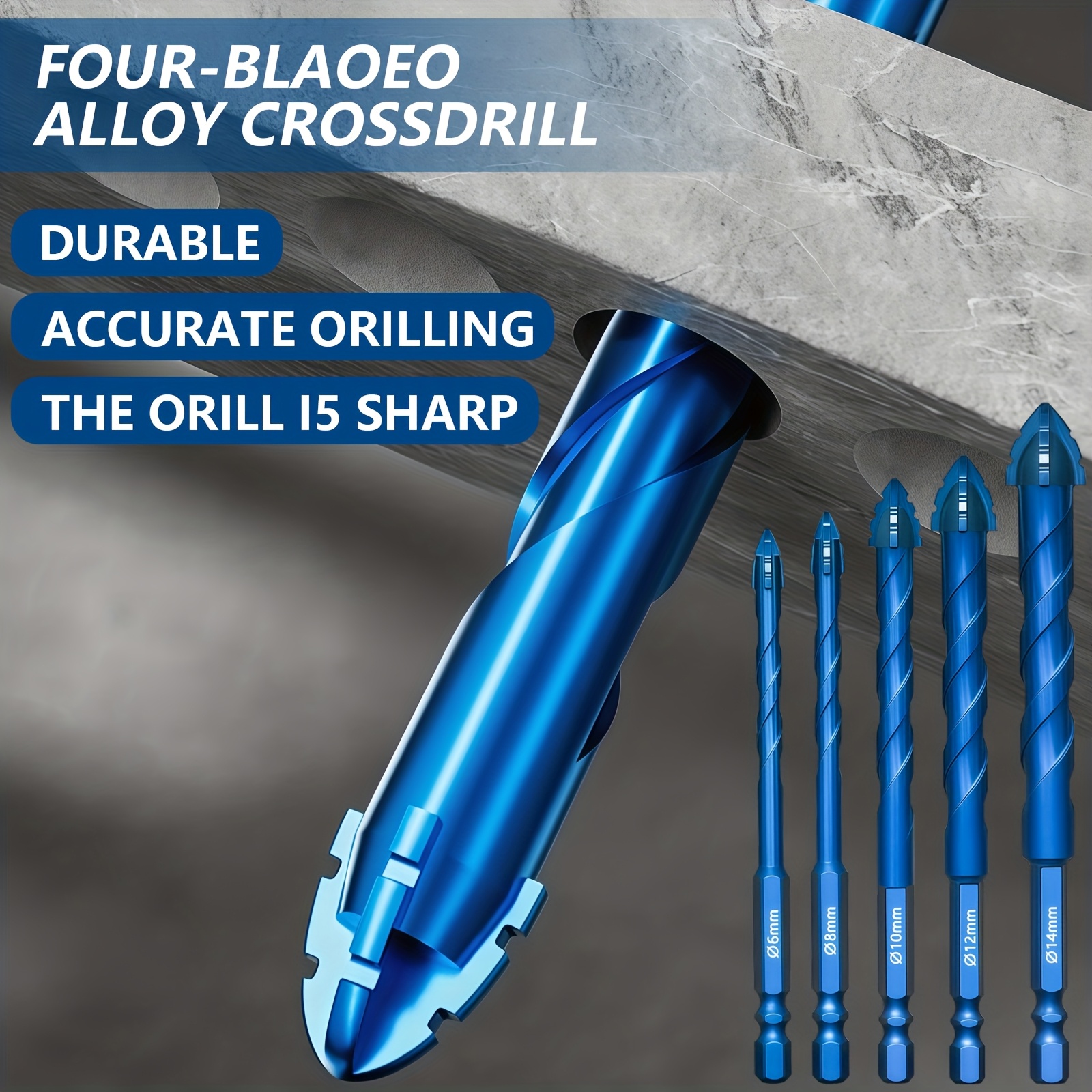 KPX blue multi-material drill bit set detail