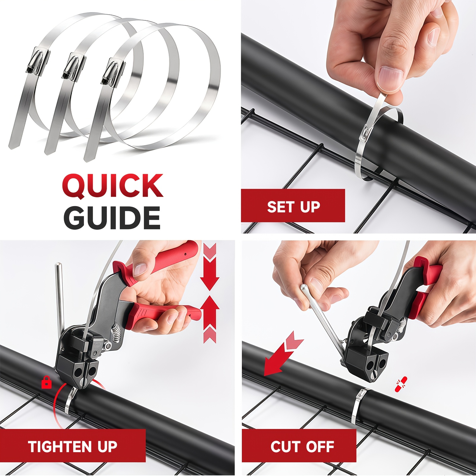 KPX cable tie tool setup tightening and cut-off guide