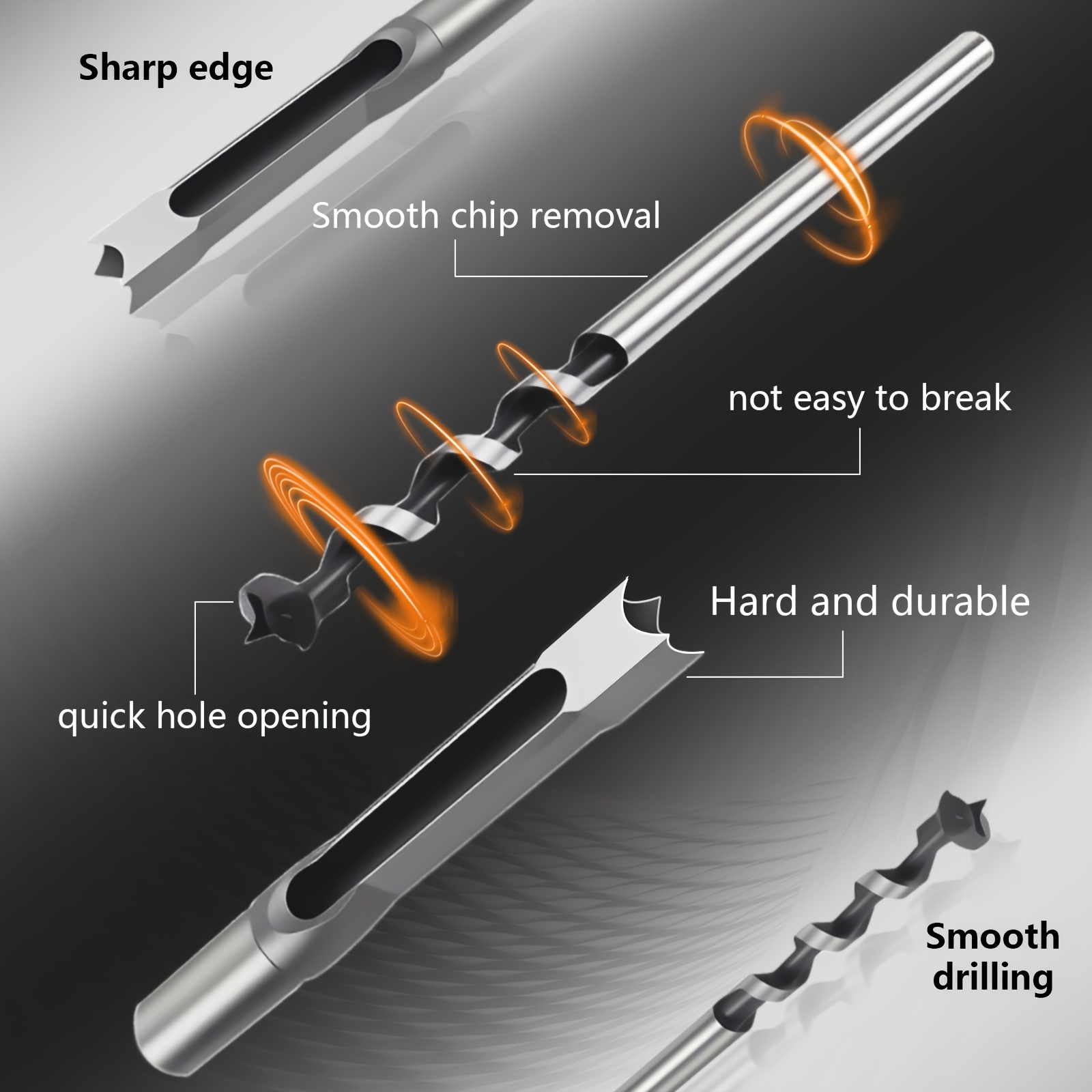 KPX square hole bit chip removal design