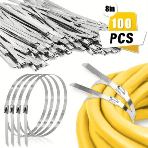 Metal Cable Ties, 8 Inch, 100 Pieces