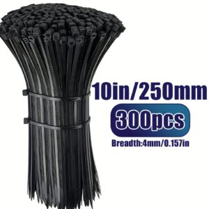 Black Cable Ties, 300-Piece Packs