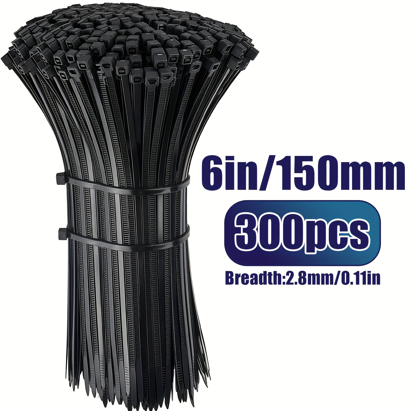 High Strength Nylon Cable Ties 300pcs, Multiple Sizes (4"/6"/8"/10"/12"), Durable Material, High Tensile Strength, Multi-functional Self-locking Ties, Suitable for Home, Office, Garden Fence And Cable Line Management, Indoor And Outdoor Use