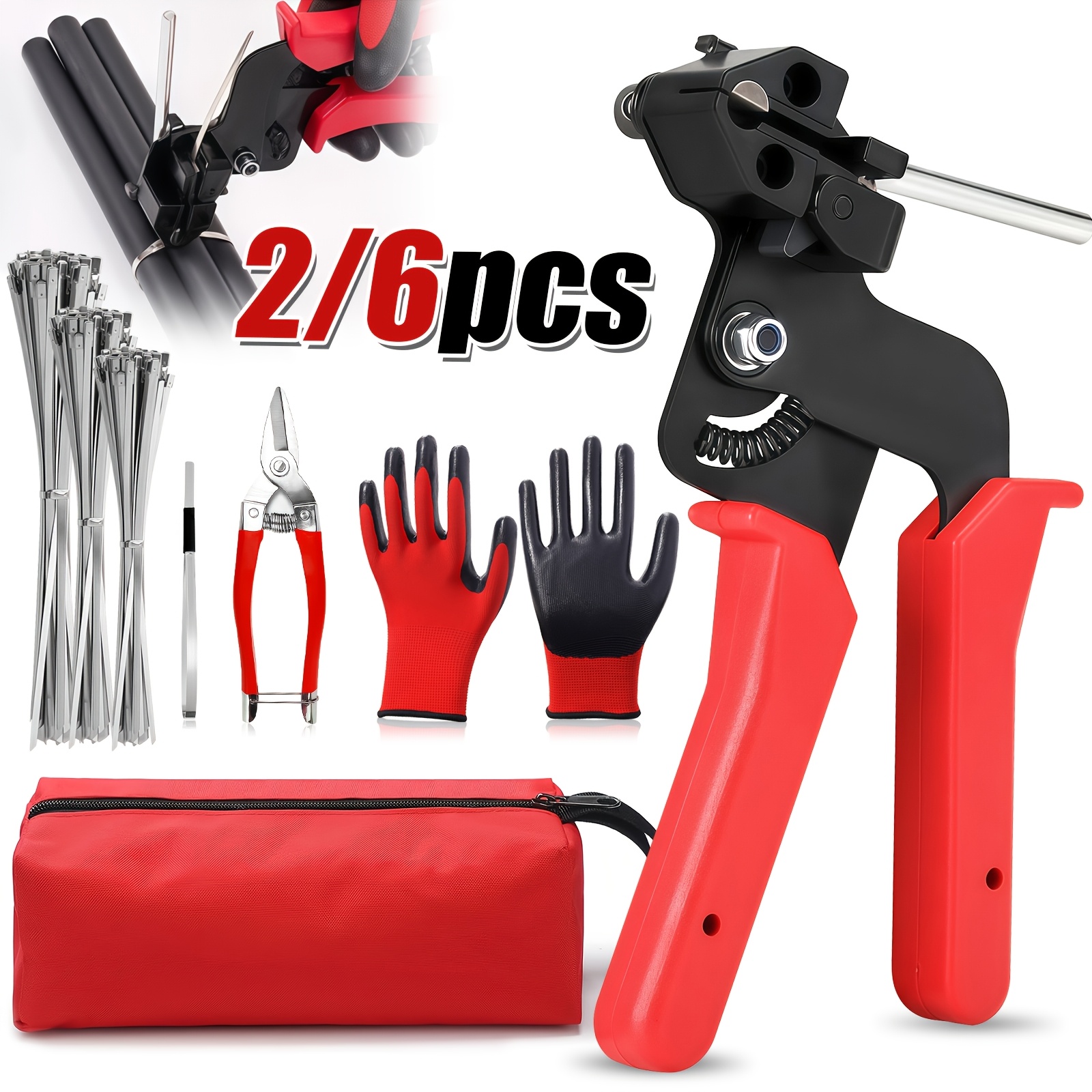 KPX metal cable tie tool kit available as 2-piece or 6-piece set