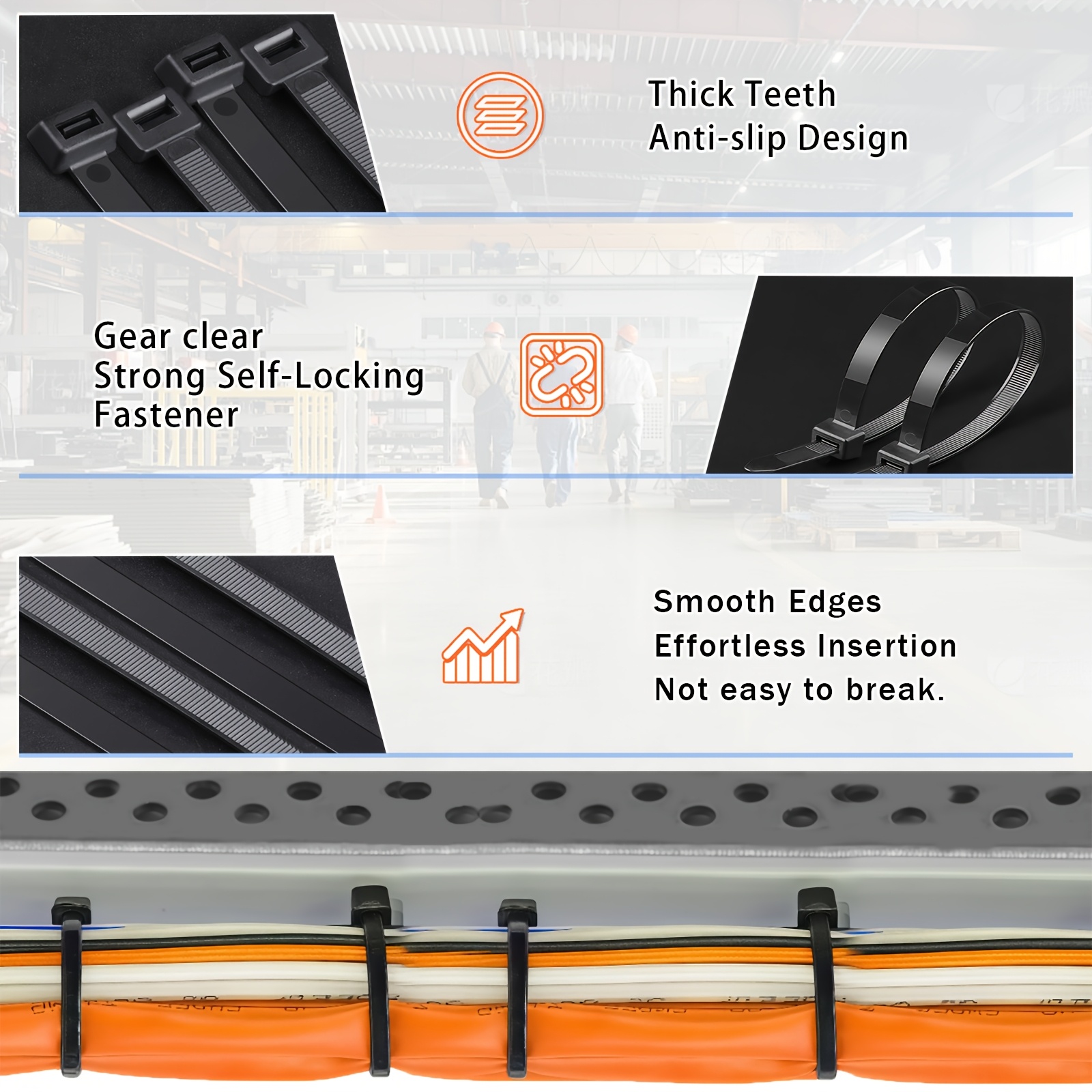 KPX cable tie teeth edges and locking fastener details