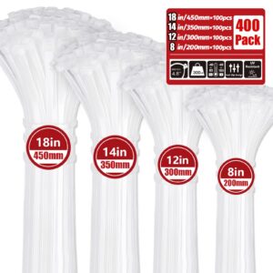 KPX 400-Piece Heavy Duty Cable Tie Assortment - White