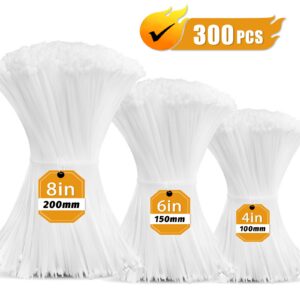 White Cable Tie Assortment, 300 Pieces