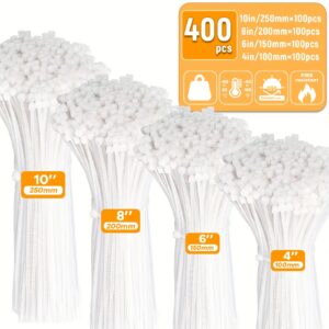 Cable Tie Assortment, 4, 6, 8 and 10 Inch, 400 Pieces