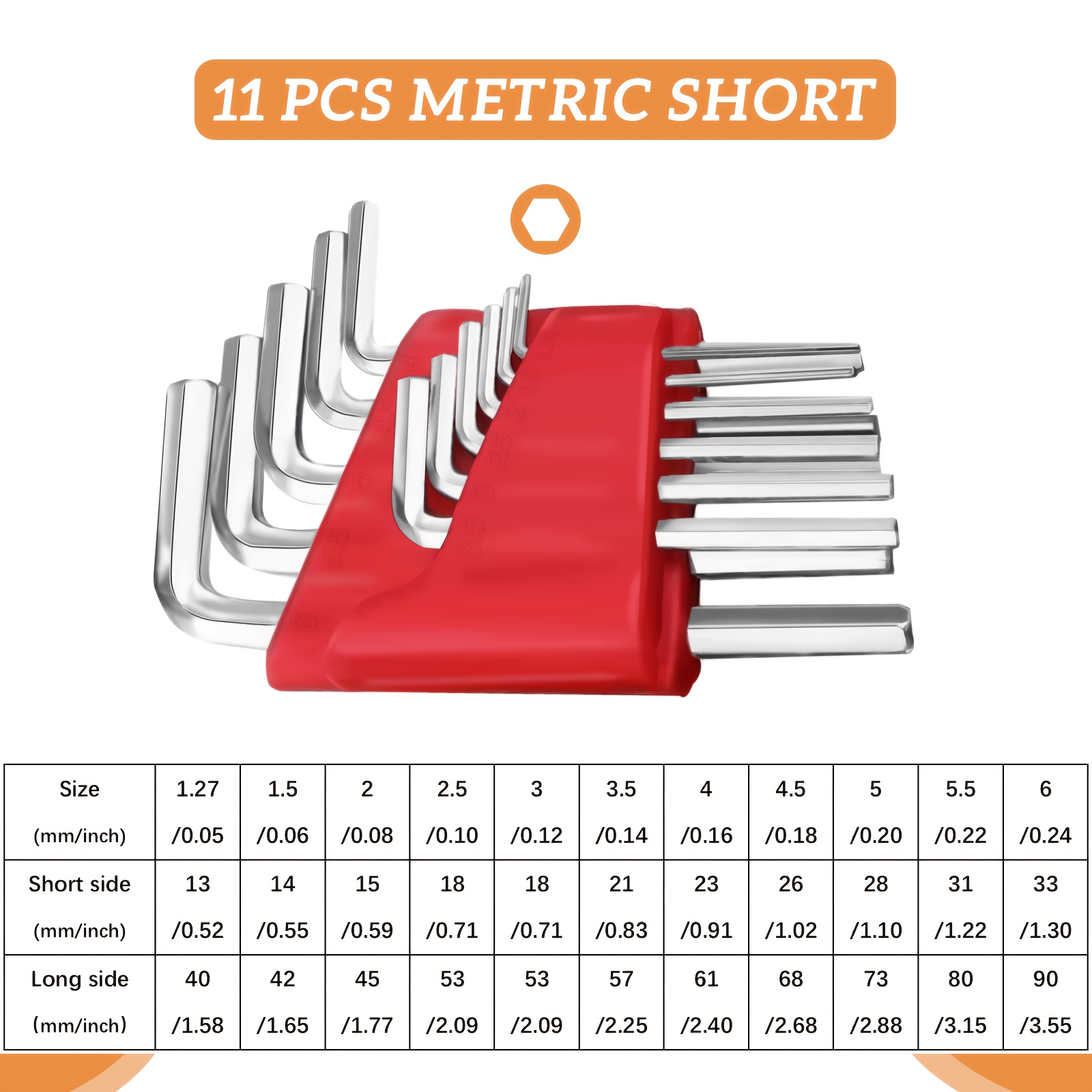 Metric Hex Key Set, 11 Pieces