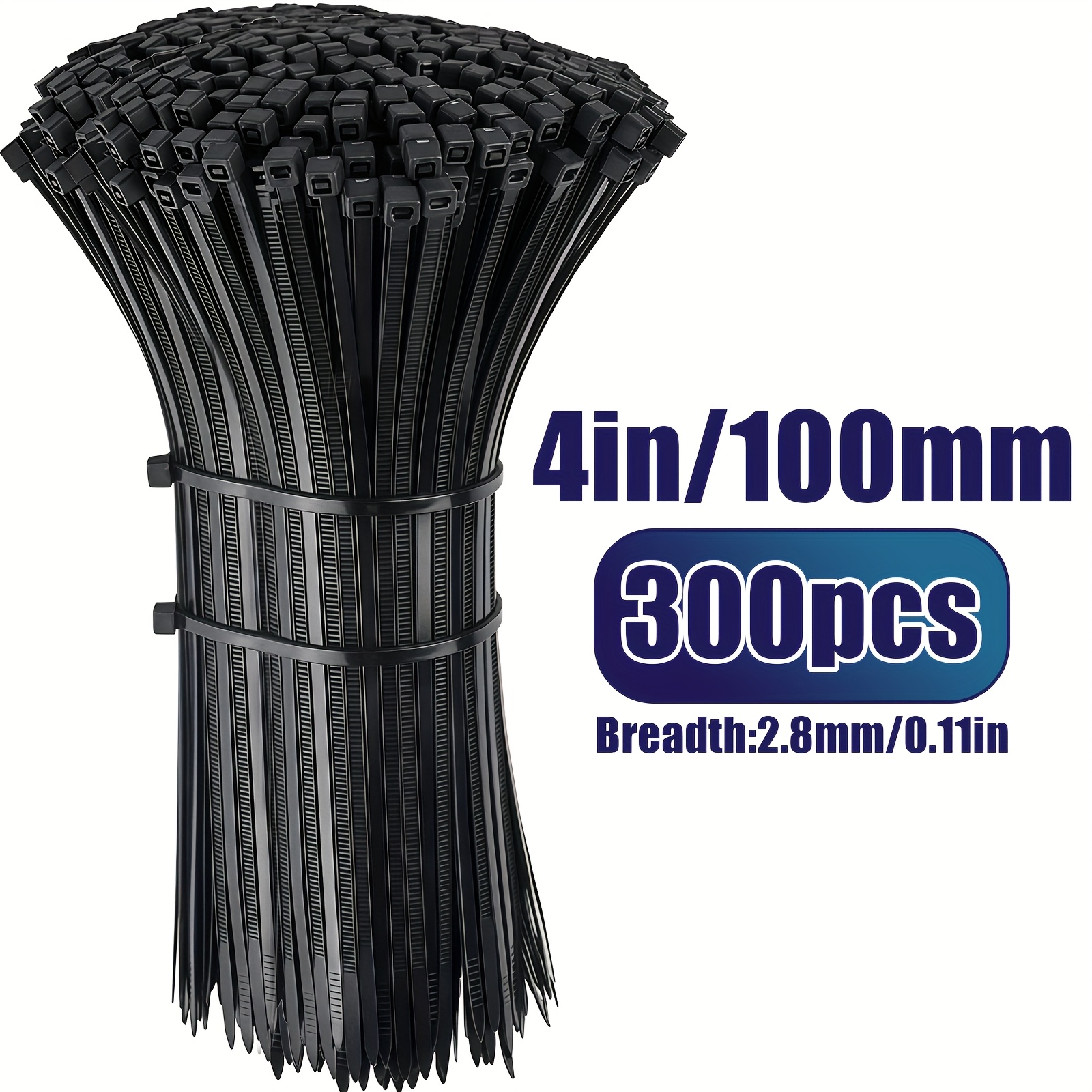 300pcs High Strength Nylon Cable Ties, Multiple Sizes (4"/6"/8"/10"/12"), Durable Material, High Tensile Strength, Multi-functional Self-locking Ties, Suitable for Home, Office, Garden Fence And Cable Line Management, Indoor And Outdoor Use