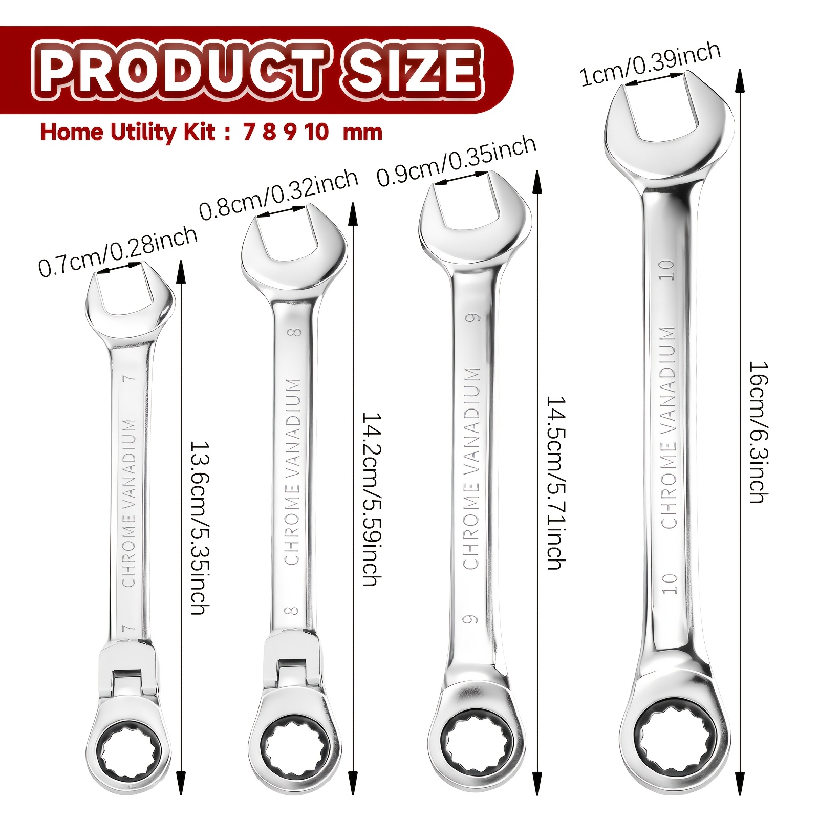 KPX 7 8 9 and 10 mm wrench dimensions