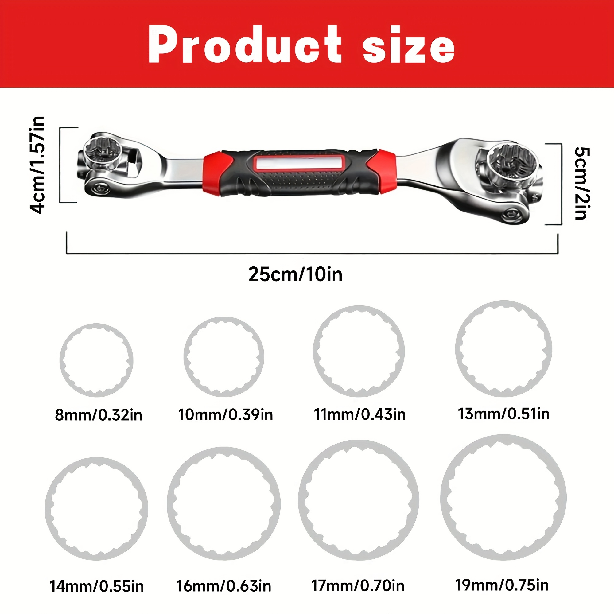 KPX universal socket wrench size chart