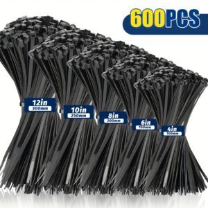 Black Cable Ties, 600 Pieces