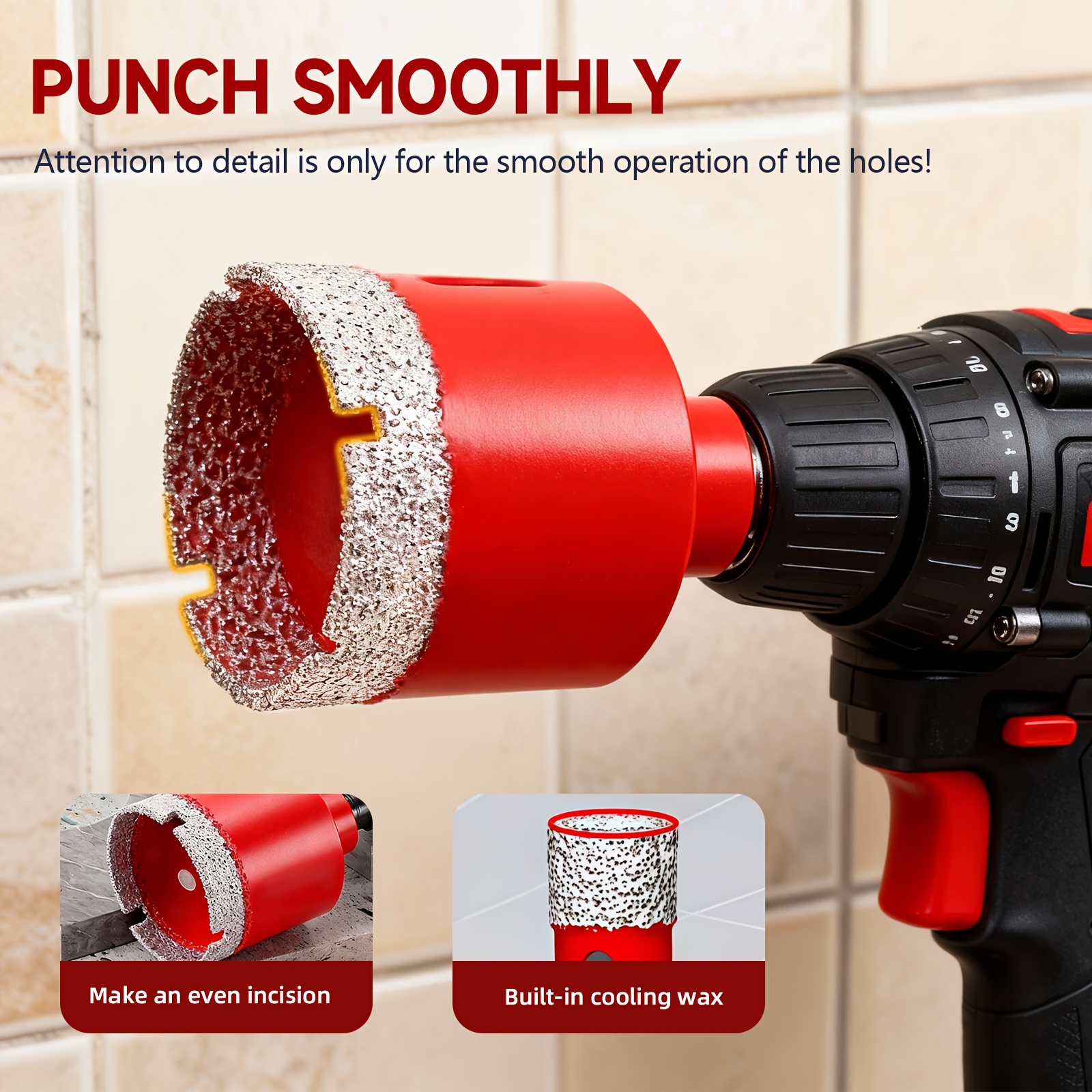 KPX diamond hole saw cooling wax and U-groove details