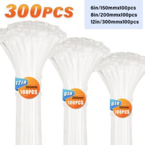 KPX 300-Piece Cable Tie Assortment - White