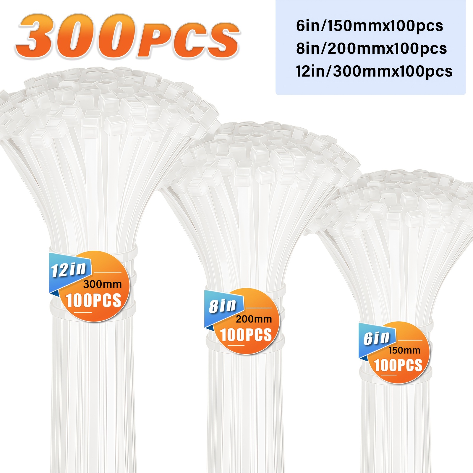 White KPX 300-piece cable tie assortment