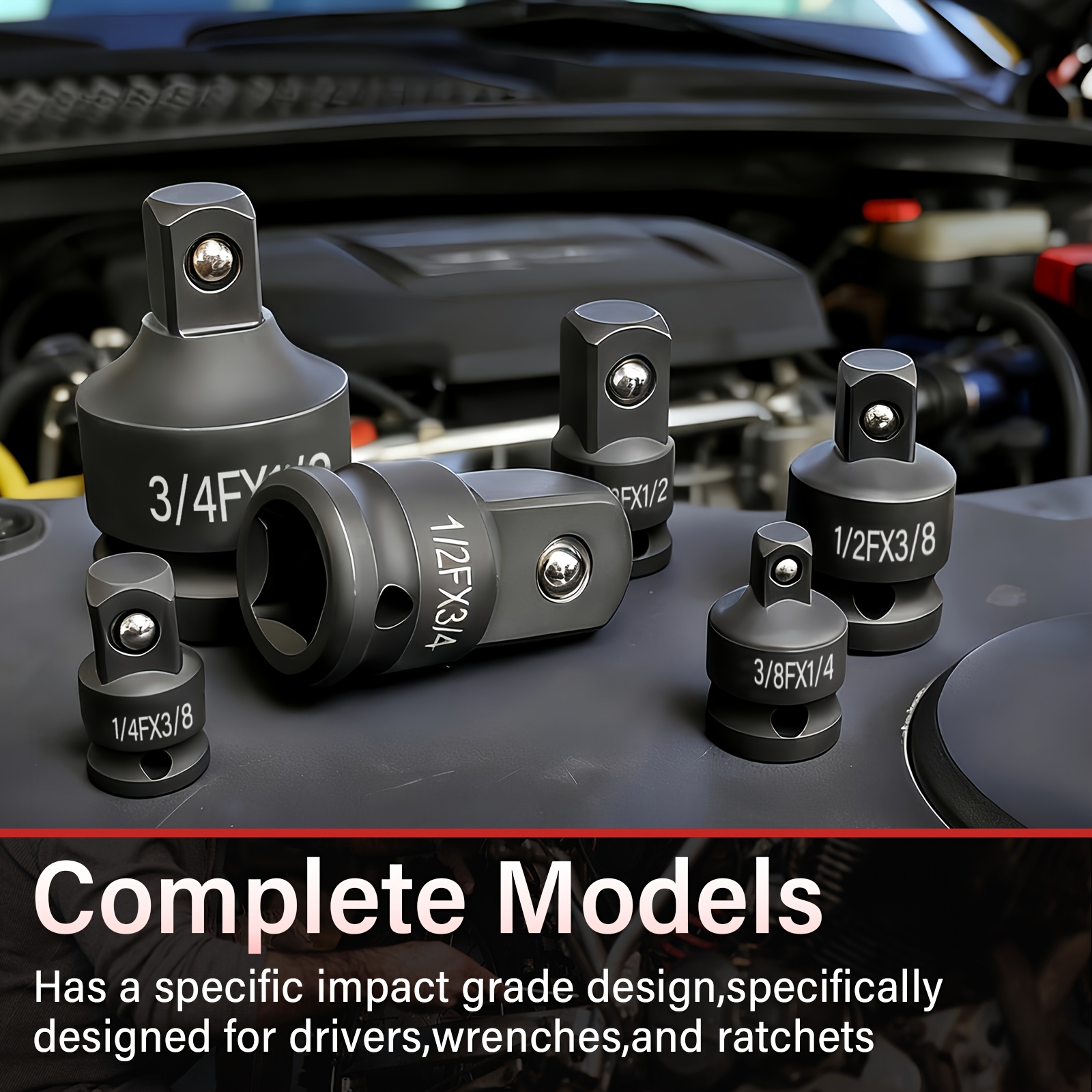 KPX complete six-piece socket adapter set